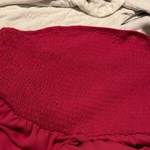 Vibrant Red Smocked jump suit for